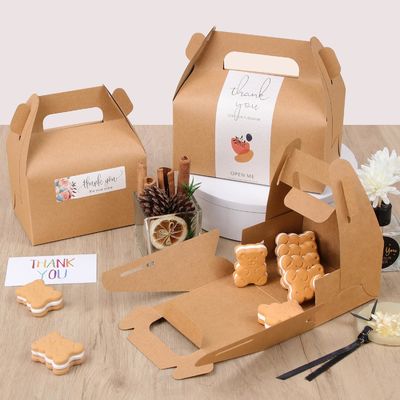 Ανακυκλώσιμο μίας χρήσης αρτοποιία Takeaway Brown Kcraft Cake Box Cake Card Box με λαβή