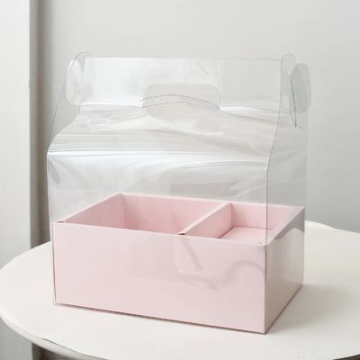 DIY Διαφανή φυτικά κουτιά κέικ PVC γάμος Χριστουγεννιάτικο δώρο γενέθλια συσκευασία με χειροπέδες