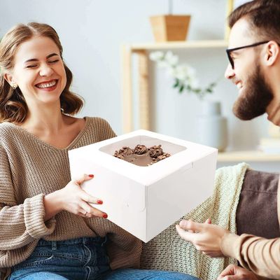 Λευκό χαρτί κουτί αρτοποιίας με παράθυρο τετραγωνικό χαρτόνι