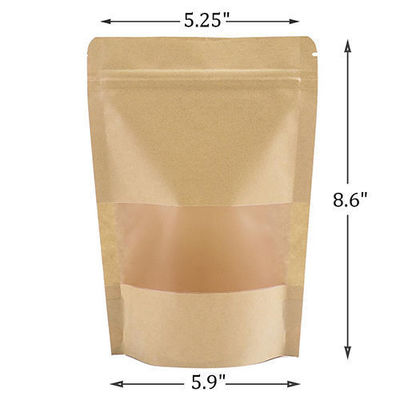 Εύκολο καφέ χαρτί Kraft Stand Up Bag με Ziplock για εύκολο χειρισμό και αποθήκευση