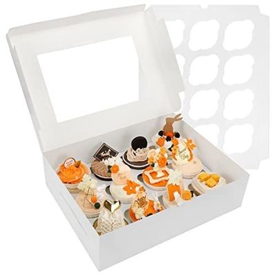 12x12x12 Kraft Paper Custom Cupcake Πακετάρισμα Κέικ Με Διαφανές Παράθυρο