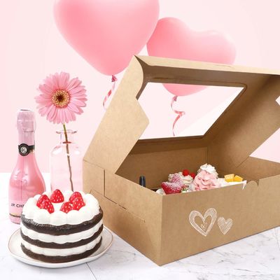 12x12x12 Kraft Paper Custom Cupcake Πακετάρισμα Κέικ Με Διαφανές Παράθυρο