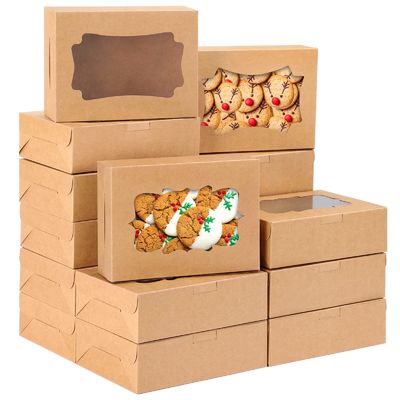 Διαφανές Bento Donut Cake Pastry Cookie Cupcake Box με διαφανές χαρτί Kraft