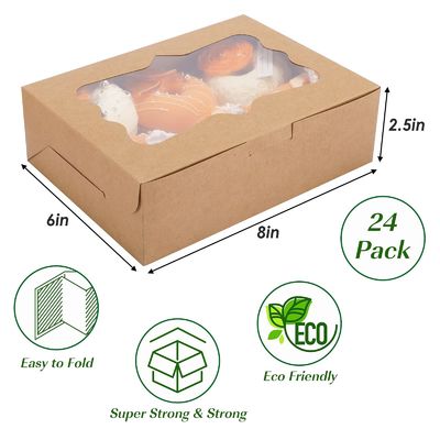 Διαφανές Bento Donut Cake Pastry Cookie Cupcake Box με διαφανές χαρτί Kraft