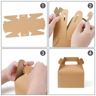 Ανακυκλώσιμο μίας χρήσης αρτοποιία Takeaway Brown Kcraft Cake Box Cake Card Box με λαβή