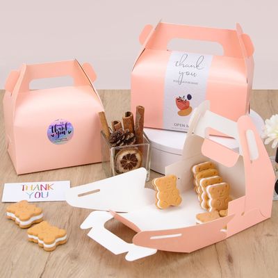 Ανακυκλώσιμο μίας χρήσης αρτοποιία Takeaway Brown Kcraft Cake Box Cake Card Box με λαβή