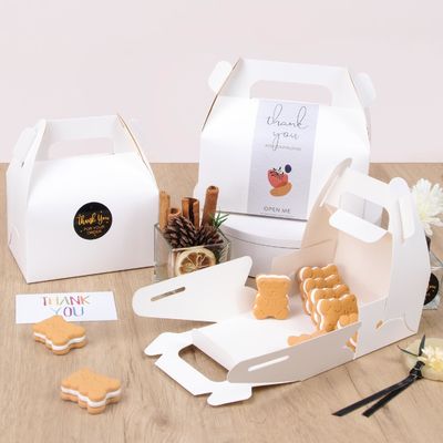 Ανακυκλώσιμο μίας χρήσης αρτοποιία Takeaway Brown Kcraft Cake Box Cake Card Box με λαβή