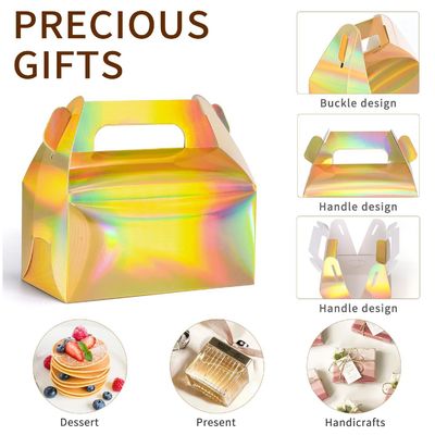 Ανακυκλώσιμο μίας χρήσης αρτοποιία Takeaway Brown Kcraft Cake Box Cake Card Box με λαβή